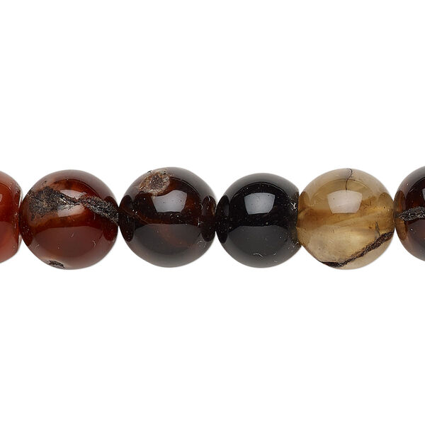 Red agate / black agate / brown agate 1pkg1, round bead 15 inch 9-10mm image number 0
