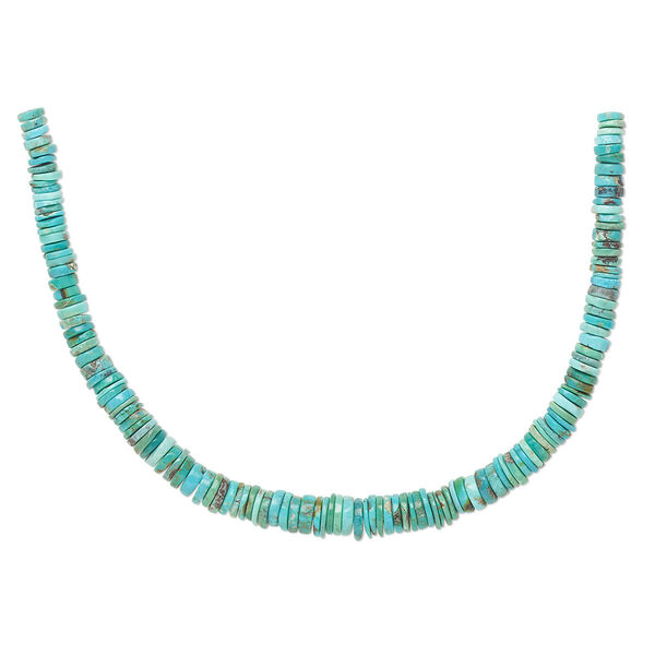 Turquoise 1pkg1, hand-cut heishi bead B grade, 8 inch graduated 4x1mm-8x4mm image number 0