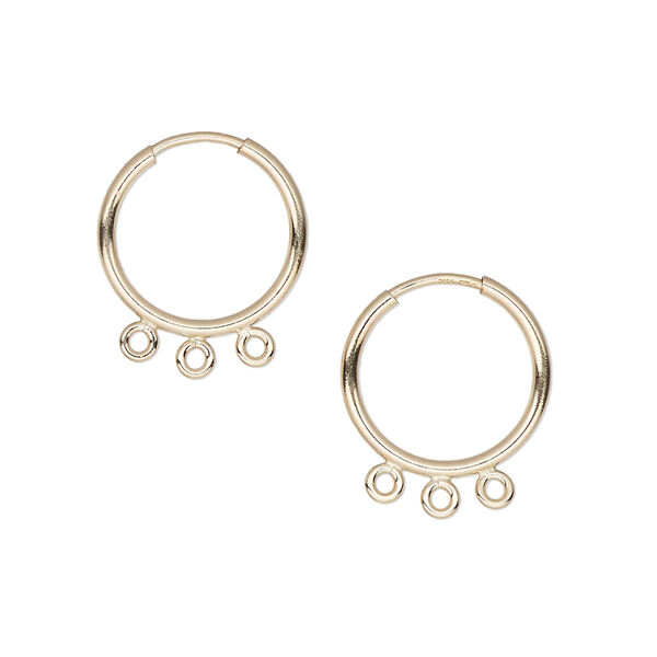 Earring hoop 1pkg2 14Kt gold-filled, 14mm / endless loop / 3 closed bottom loop, 21 gauge 1 pair image number 0
