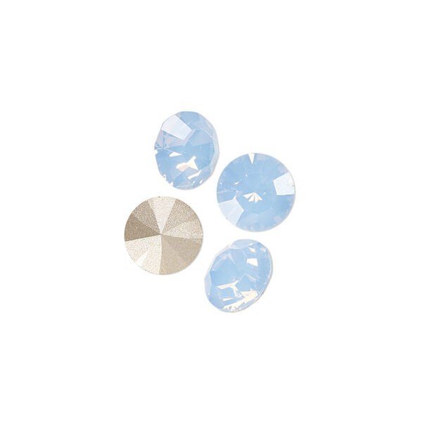 Chaton 144pk light sapphire opal foil back, Preciosa MAXIMA Czech crystal rhinestone 8.16-8.41mm 15-cut faceted round SS39 image number 0