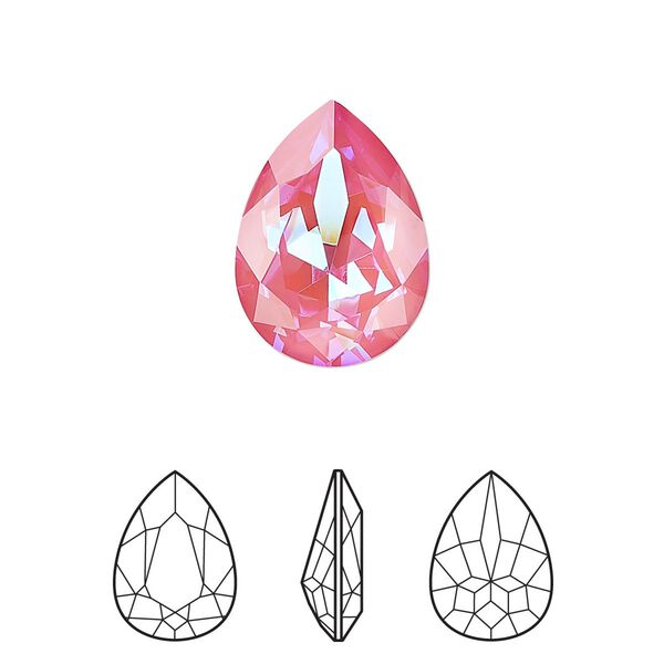 Fancy stone 6pk crystal lotus pink DeLite, Crystal Passions® 18x13mm pear 4320 image number 0