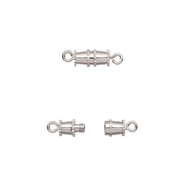 Clasp, barrel, imitation nickel-plated brass, 8x4mm. Sold per pkg of 10. image number 0