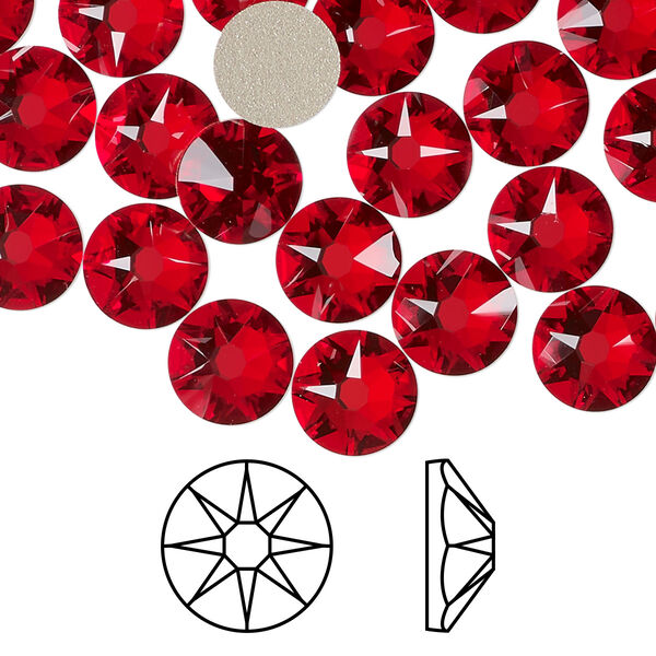 Flat back 144pk light Siam foil back, Swarovski® 8.412-8.672mm rose round SS40 2088 image number 0