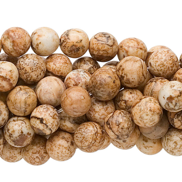 Picture jasper 1pkg10, round bead natural 15.5-16 inch 8mm image number 0