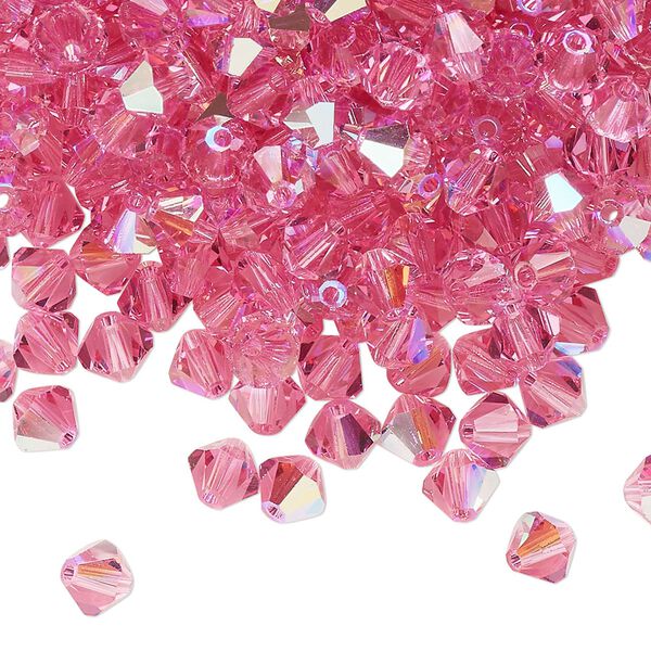Bead 144pk rose glitter, Preciosa Czech crystal 5mm bicone image number 0