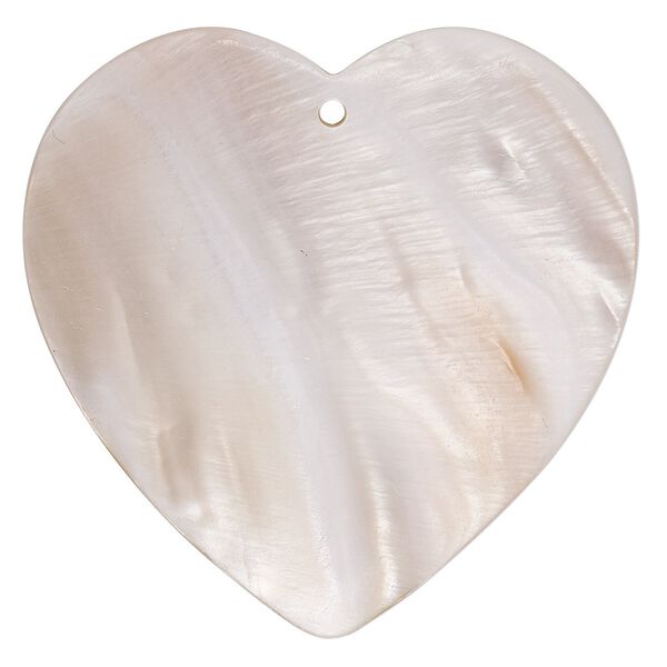 Focal, pearl shell (natural), 51x51mm heart, Mohs hardness 3-1/2. Sold per pkg of 2. image number 0