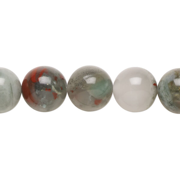 Bead, African bloodstone (natural), 12mm round, B grade, Mohs hardness 6-1/2 to 7. Sold per 15-1/2" to 16" strand. image number 0