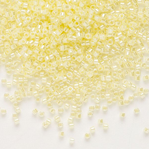 Seed bead, Delica®, glass, pkg/50g, #11 round, opaque inside dyed color luster light lemon ice (DB-0232). image number 0