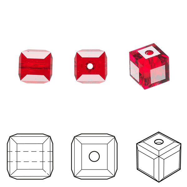 Bead 48pk light Siam, Crystal Passions® 8mm cube 5601 image number 0