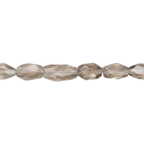 Bead, smoky quartz (heated / irradiated), light, 8x5mm-11x6mm hand-cut faceted puffed oval, B grade, Mohs hardness 7. Sold per 7-inch strand. image number 0