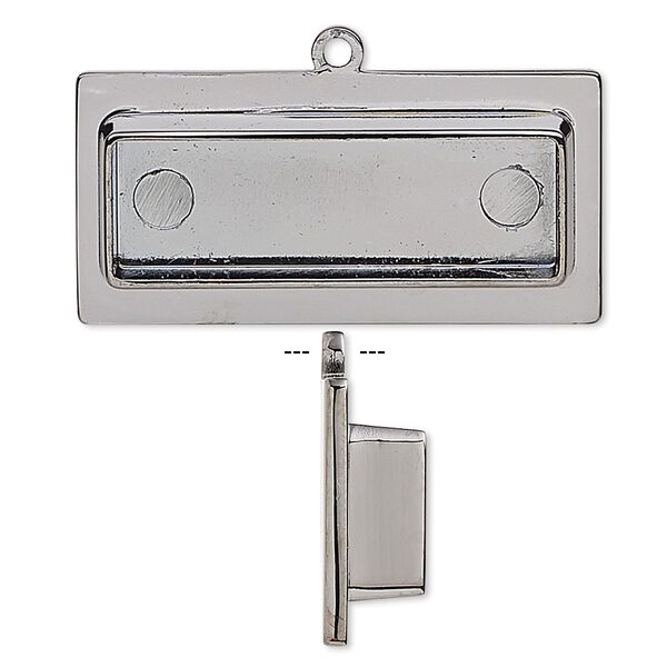 Focal, gunmetal-plated "pewter" (zinc-based alloy), 35x17mm rectangle with 29x9mm non-calibrated rectangle setting. Sold individually. image number 0