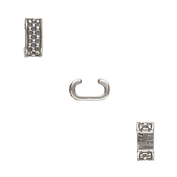 Component, JBB Findings, antique silver-plated brass, 10x4.5mm beaded rondelle, 7x2.5mm inside diameter. Sold per pkg of 2. image number 0