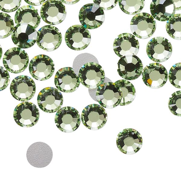 Flat back, Dance With Me™ crystal rhinestone, peridot, foil back, 6.32-6.5mm rose, SS30. Sold per pkg of 48. image number 0