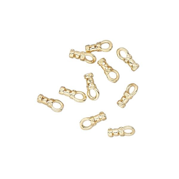 Crimp end, gold-plated brass, 4x2mm tube with loop, 1mm inside diameter. Sold per pkg of 100. image number 0