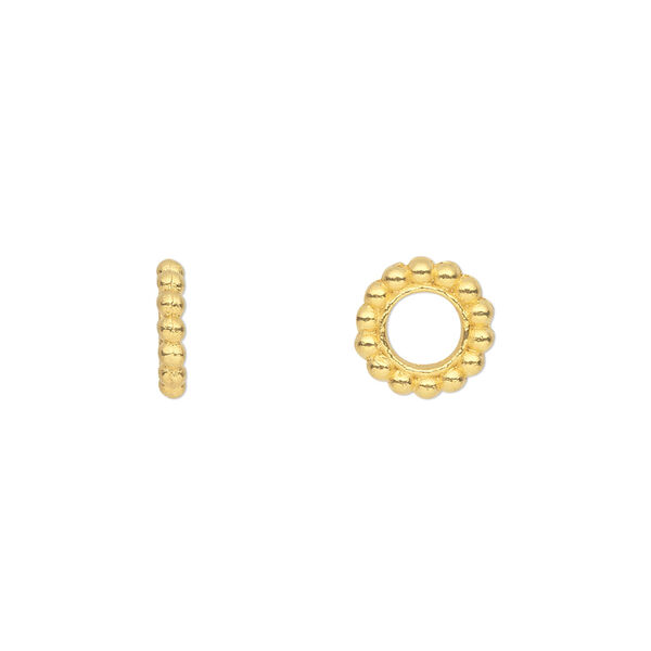 Bead, gold-finished "pewter" (zinc-based alloy), 9x2mm rondelle. Sold per pkg of 50. image number 0