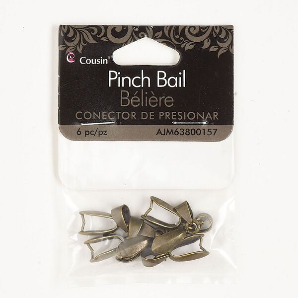 Bail, ice-pick, antique brass-finished brass, 16x7mm teardrop with 7.5mm grip length. Sold per pkg of 6. image number 0