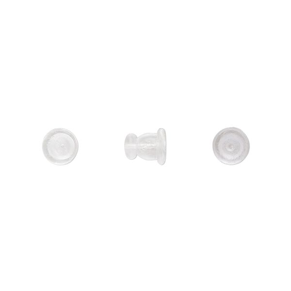 Earnut 1pkg1000, 5.5x6.5mm disc, "rubber" clear 500 pair image number 0