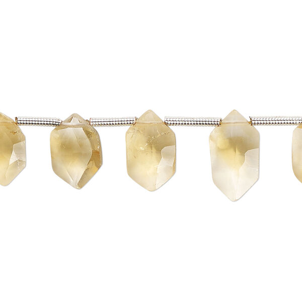 Citrine 1pkg22, hand-cut side-drilled faceted puffed hexagon bead 13x7mm image number 0