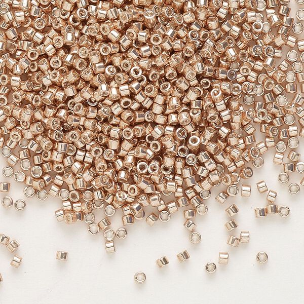 Seed bead, Delica®, glass, pkg/250g, #11 round, opaque galvanized apricot gold (DB-0411). image number 0