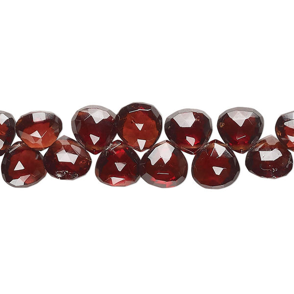 Garnet 1pkg1, hand-cut top-drilled faceted puffed teardrop bead natural 8 inch 7mm image number 0