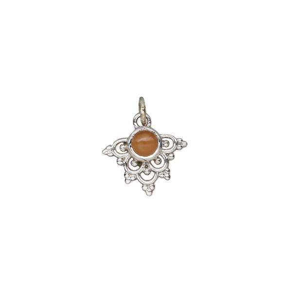 Carnelian / sterling silver 1pkg1, drop antiqued 13x11mm image number 0