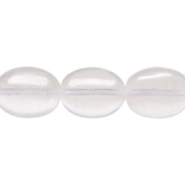 Selenite 1pkg1, oval bead B grade, 8 inch 16x12mm-17.5x14mm image number 0