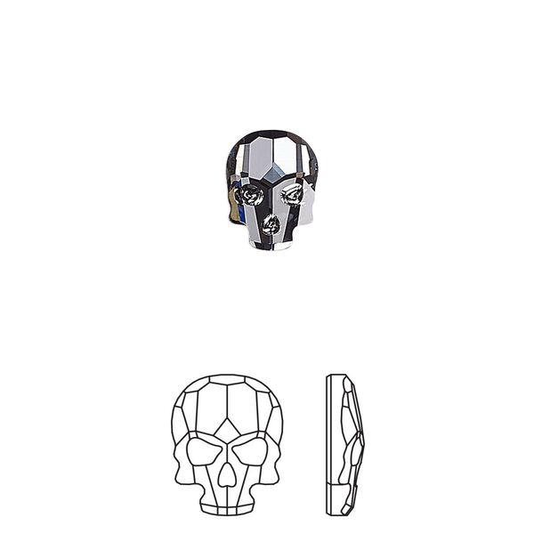 Flat back 72pk crystal silver night, Swarovski® 10x7.5mm skull 2856 image number 0
