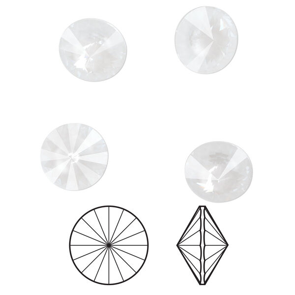 Chaton 144pk crystal electric white ignite LacquerPRO, Swarovski® 14mm rivoli 1122 image number 0