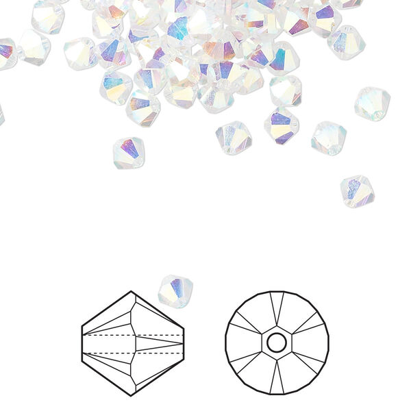 Bead 1440pk crystal AB 2X, Swarovski® 4mm XILION bicone 5328 image number 0