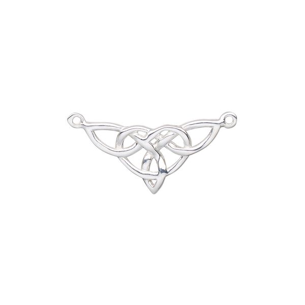 Link, sterling silver, 20x11.5mm single-sided triangle knot. Sold individually. image number 0