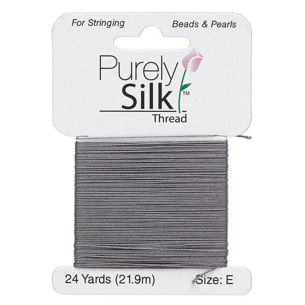 Thread, Purely Silk™, 3-ply, dark grey, size E. Sold per 24-yard card. image number 0