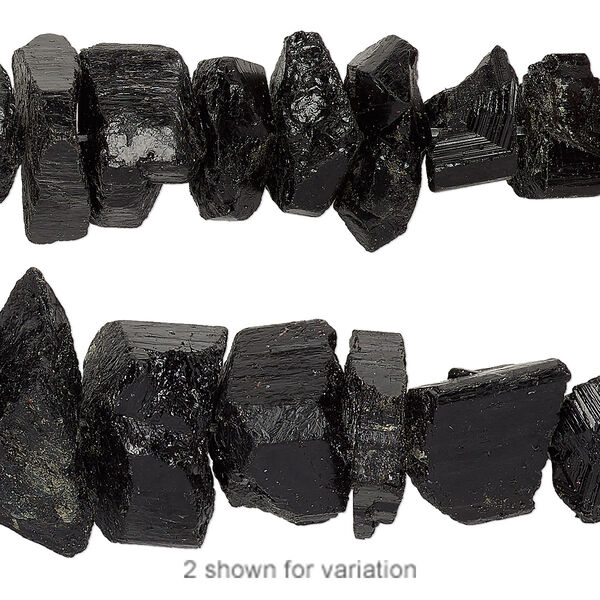 Black tourmaline 1pkg1, rough slice bead natural 15.5-16 inch medium to large image number 0