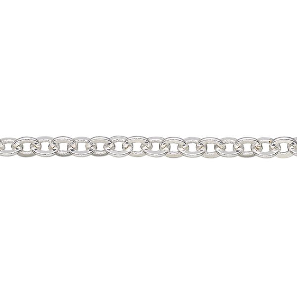 Chain, silver-plated brass, 4mm flat cable. Sold per pkg of 5 feet. image number 0