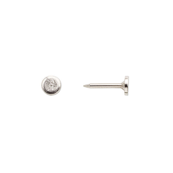 Tie tac, imitation nickel-plated brass, 5mm flat round pad. Sold per pkg of 100. image number 0