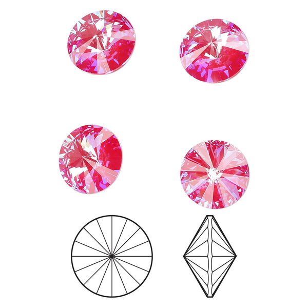 Chaton 48pk crystal royal red DeLite, Crystal Passions® 12mm rivoli 1022 image number 0
