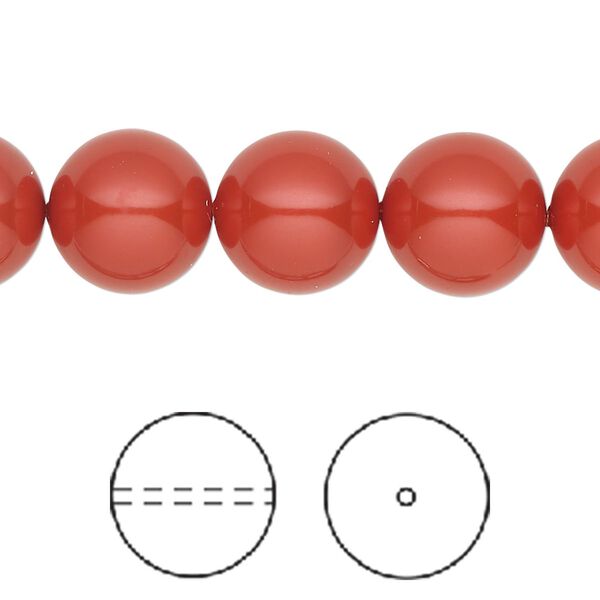 Pearl 10pk dark coral pearl, Crystal Passions® 12mm round 5810 image number 0