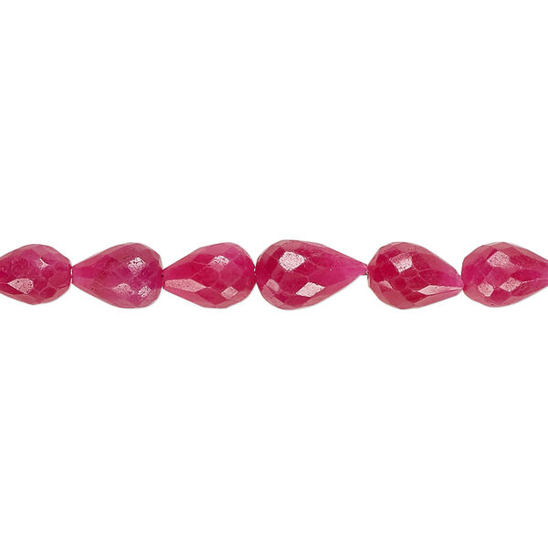 Ruby 1pkg1, hand-cut faceted teardrop bead 8 inch graduated 5x3mm-8x5mm image number 0