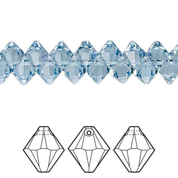 Drop 144pk aquamarine, Crystal Passions® 6mm pendant bicone 6328 image number 0