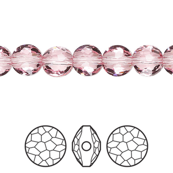 Bead 144pk light rose, Swarovski® 8mm puffed round 5034 image number 0