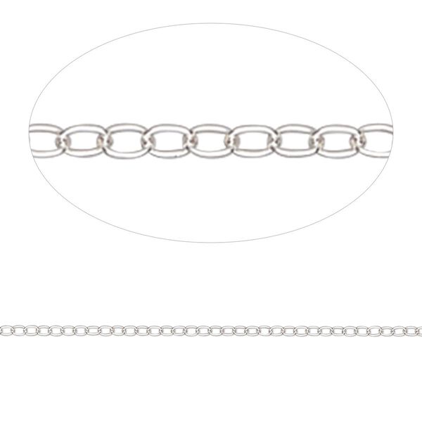 Chain, Gossamer™, sterling silver, 1mm round cable. Sold per pkg of 5 feet. image number 0