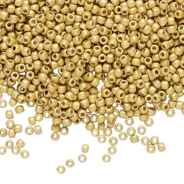 Seed bead, TOHO BEADS®, glass, pkg/250g, #11 round, opaque matte galvanized PermaFinish starlight (TR-11-PF557F). image number 0