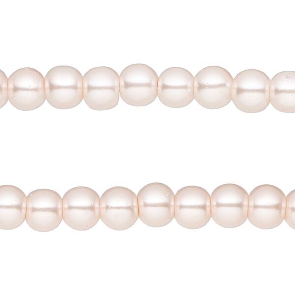 Bead, glass pearl, pink, 5-6mm round. Sold per pkg of (2) 15-inch strands, approximately 140 beads. image number 0