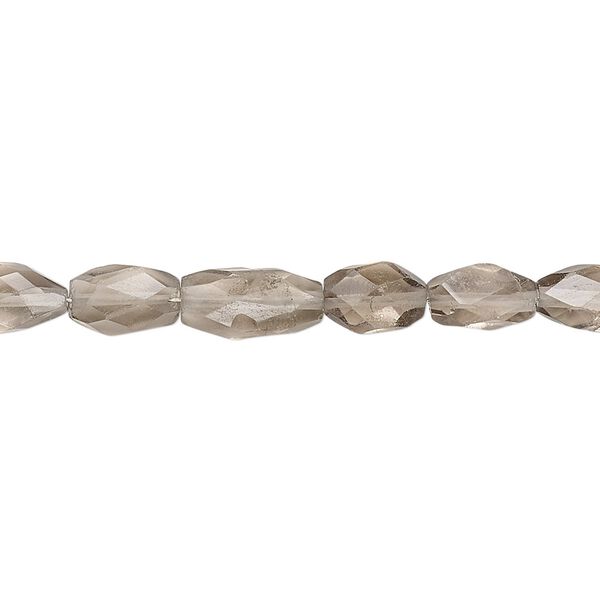 Smoky quartz 1pkg1, hand-cut faceted puffed oval bead 7 inch 8x5mm-11x6mm image number 0