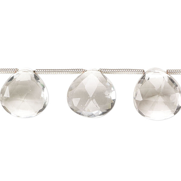 Green quartz 1pkg12, hand-cut top-drilled faceted puffed teardrop bead 11-13mm image number 0