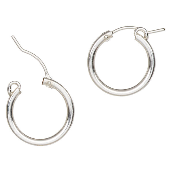 Earring, sterling silver-filled, 18mm hoop with safety latch. Sold per pair. image number 0
