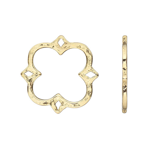Link, antique gold-plated pewter (tin-based alloy), 23x23mm fancy square. Sold per pkg of 2. image number 0