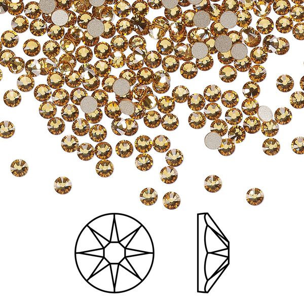Flat back 144pk golden topaz foil back, Crystal Passions® 2.5-2.7mm rose round SS9 2058 image number 0