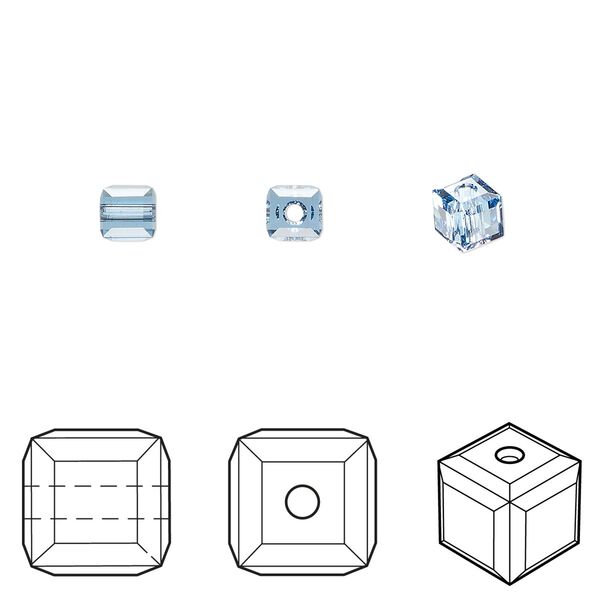 Bead 48pk cool blue, Crystal Passions® Regenerated 4mm cube 5601 image number 0