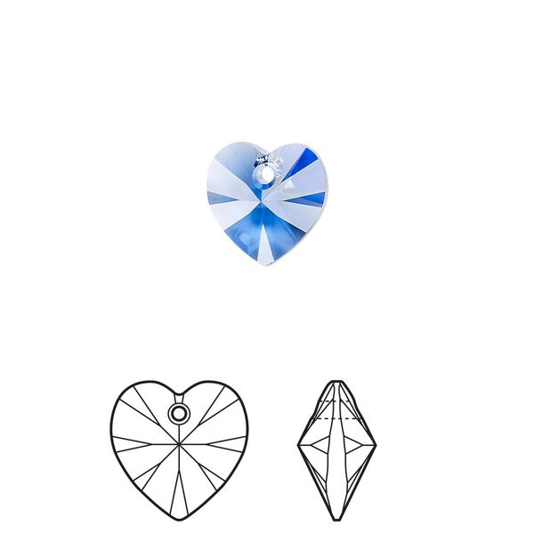 Drop 24pk sapphire, Crystal Passions® 10mm pendant heart 6228 image number 0