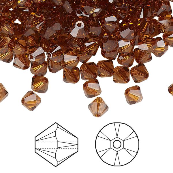 Bead 144pk light amber, Crystal Passions® 5mm bicone 5328 image number 0